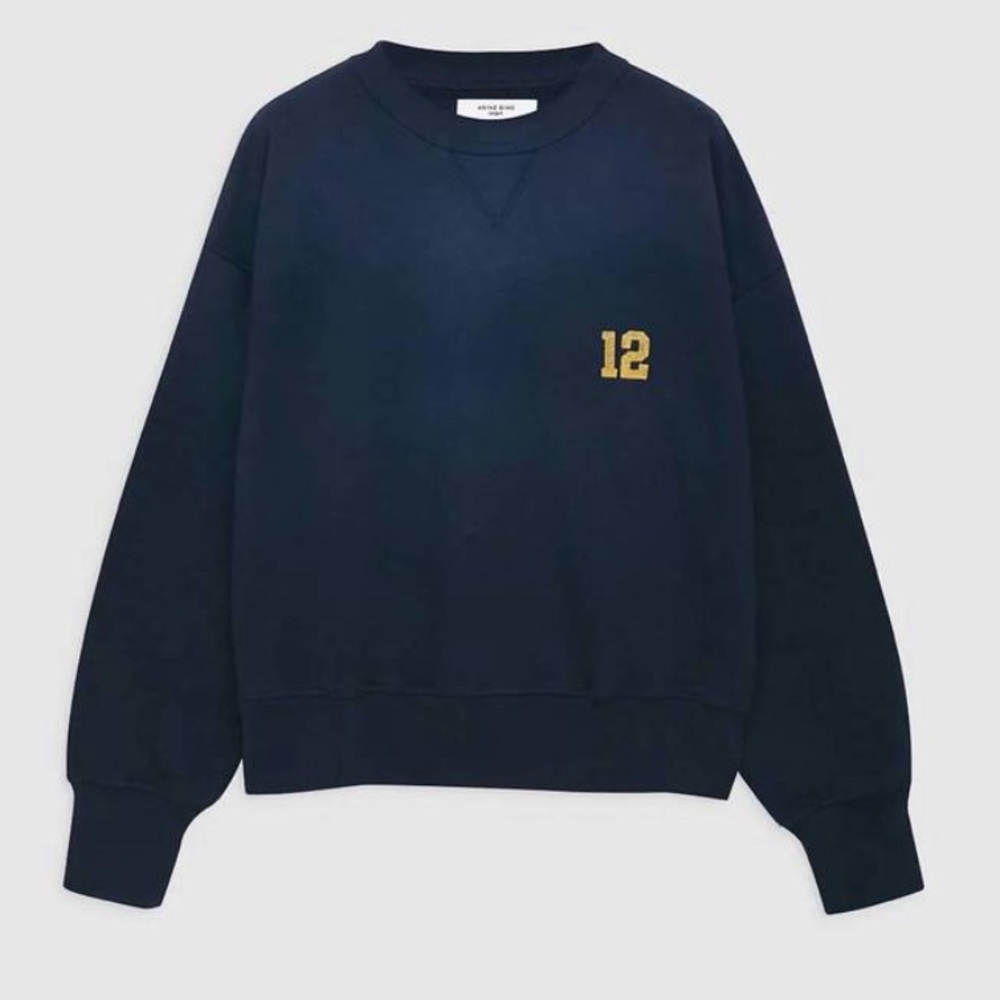 Anine Bing Rod Sweatshirt League in Navy and Gold size M